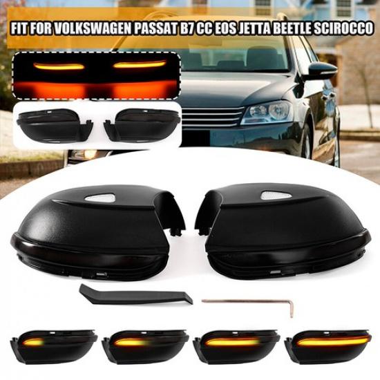 LED Sequential Side Mirror Turn Signal Lights 2Pc For VW Passat CC B7 Jetta MK6