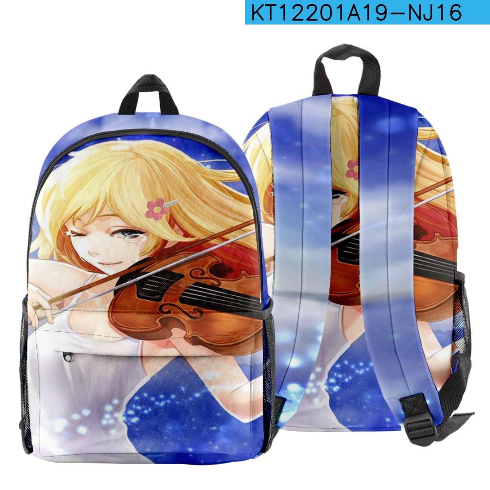 Sac à dos Cool Nouveauté Classique Your lie in April Pupille Sacs à dos Cahiers Sacs à dos Imprimé 3D Oxford Imperméable Sacs à dos de Voyage Garçons/Filles
