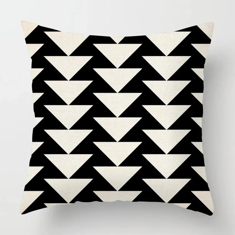 

Geometric Black Pillow Cover 50*50 Living Room Sofa Decoration Cushion Cover 40*40 Solid Color Linen Cushion Cover Home Decor 12x12Inch