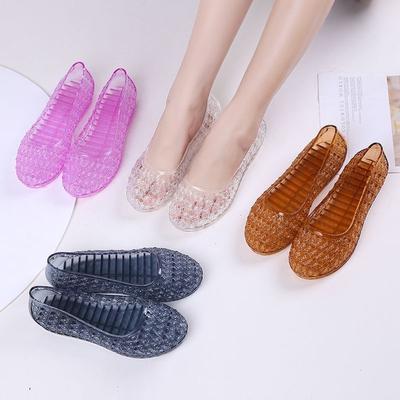 Sandals for Women Fashionable Versatile Anti Slip Wear-resistant Jelly Transparent Comfortable To Wear Outside In Summer