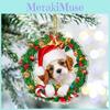 Charming Cartoon Christmas Dog Wreath Decoration Perfect For Tree And Car Decor