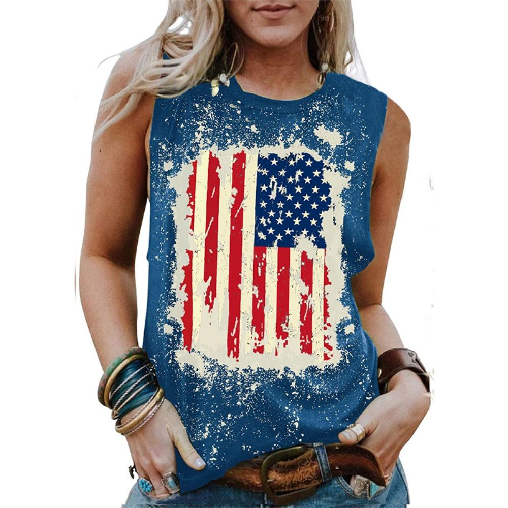 Summer USA American Flag 3D Print Tank Tops Sexy Woman Streetwear Y2k Tops Oversized Vest Off Shoulder Sleeveless Woman Camisole