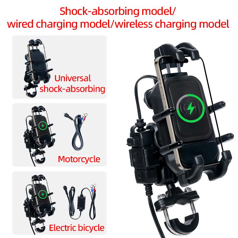 Hot Sell Holder With Usb Bike Motorcycle Mobile Phone Holder With Charger Secure Grip for Delivery Bikes Wireless Charging