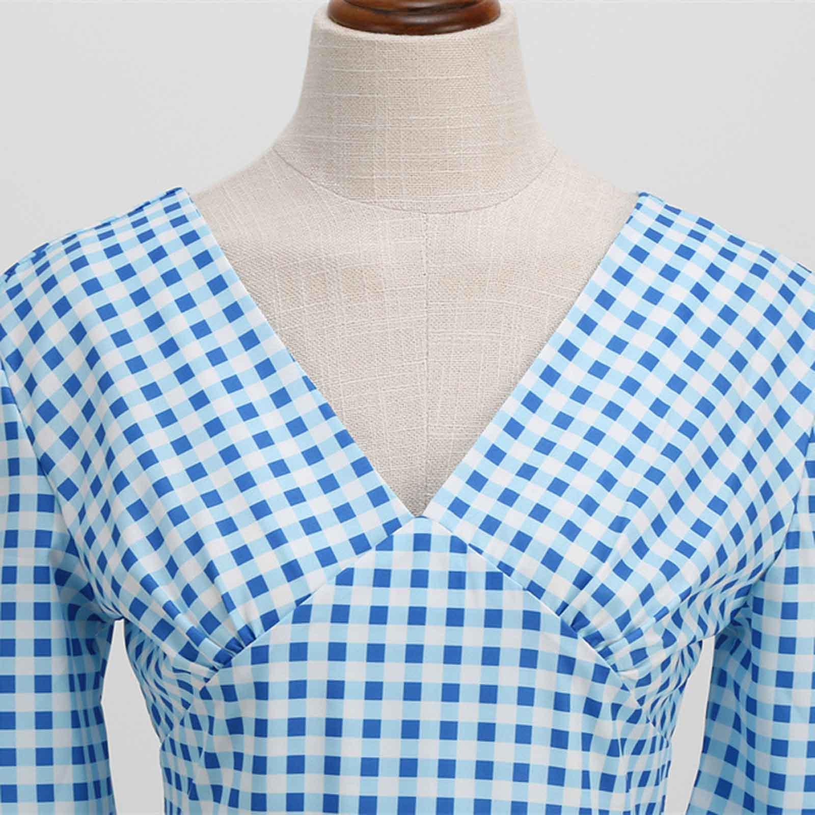 Женское модное тонкое платье макси с v-образным вырезом и коротким рукавом в винтажную — фото 6