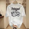 Summer Round Neck Letter "Bolaisend" and Dice Graphics Printed Top Fashionable Casual Pure Cotton Short Sleeved Men's T-shirts