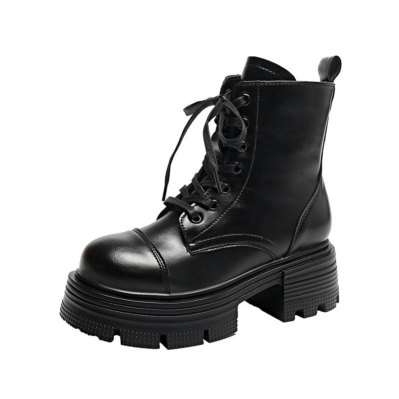 Thick-heeled Martin boots for women 2025 popular autumn and winter versatile thick-soled single boots, small people increase height and look thin, sh