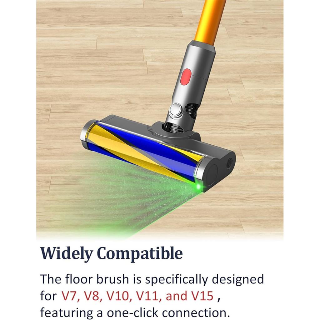 Electric Floor Brush Head for Dyson V7 V8 V10 V11 V15 Vacuum Attachement Head Roller Brush Head with Green LED Light
