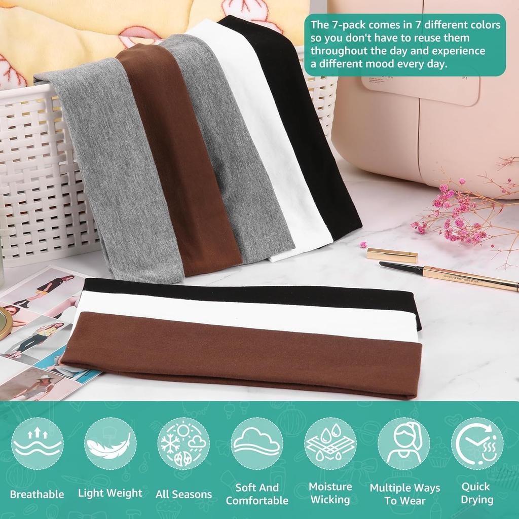 Headbands for Women Non Slip - Stylish Sports Hair Bands for Women's Hair - Soft Cotton Cloth Stretchy Headbands for Women for Y