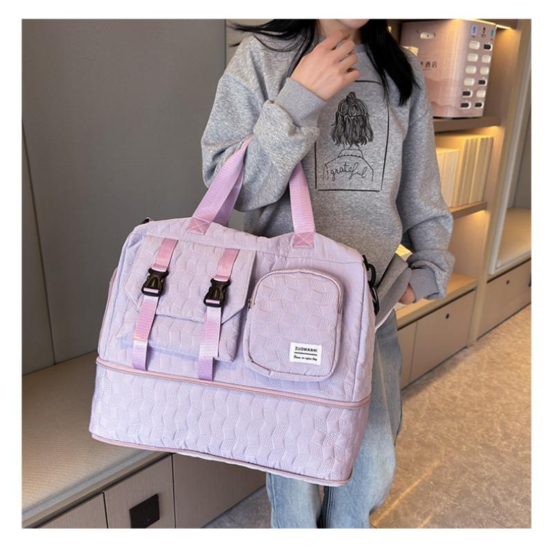 Fashionable and Sporty Dry-wet Separated Fitness Bag for Going Out, Large-capacity Expandable Hand-held Travel Bag with A Handle and Shoe Compartment