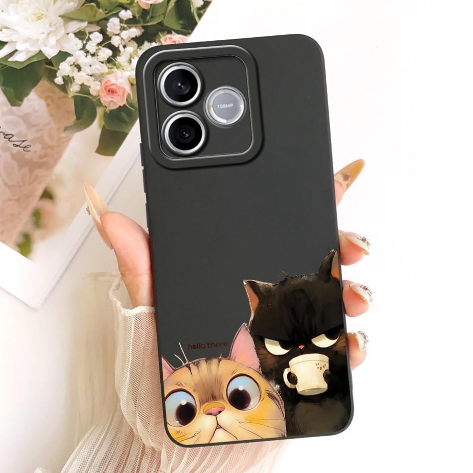 For Honor 600 Lite 5G Honor600 Cute Cat Flower Cartoon Phone Case For Honor 600 600Lite Soft Silicone Covers Bumpers