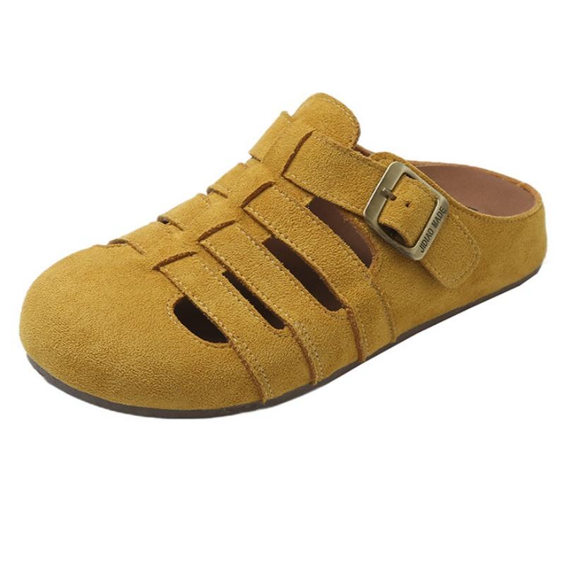 

Модные женские спортивные тапочки Повседневные балетки Мюли Обувь Модные новые римские сандалии 2025 Лето Слингбэк Пряжка Прогулочные шлепанцы Женские 35 жёлтый