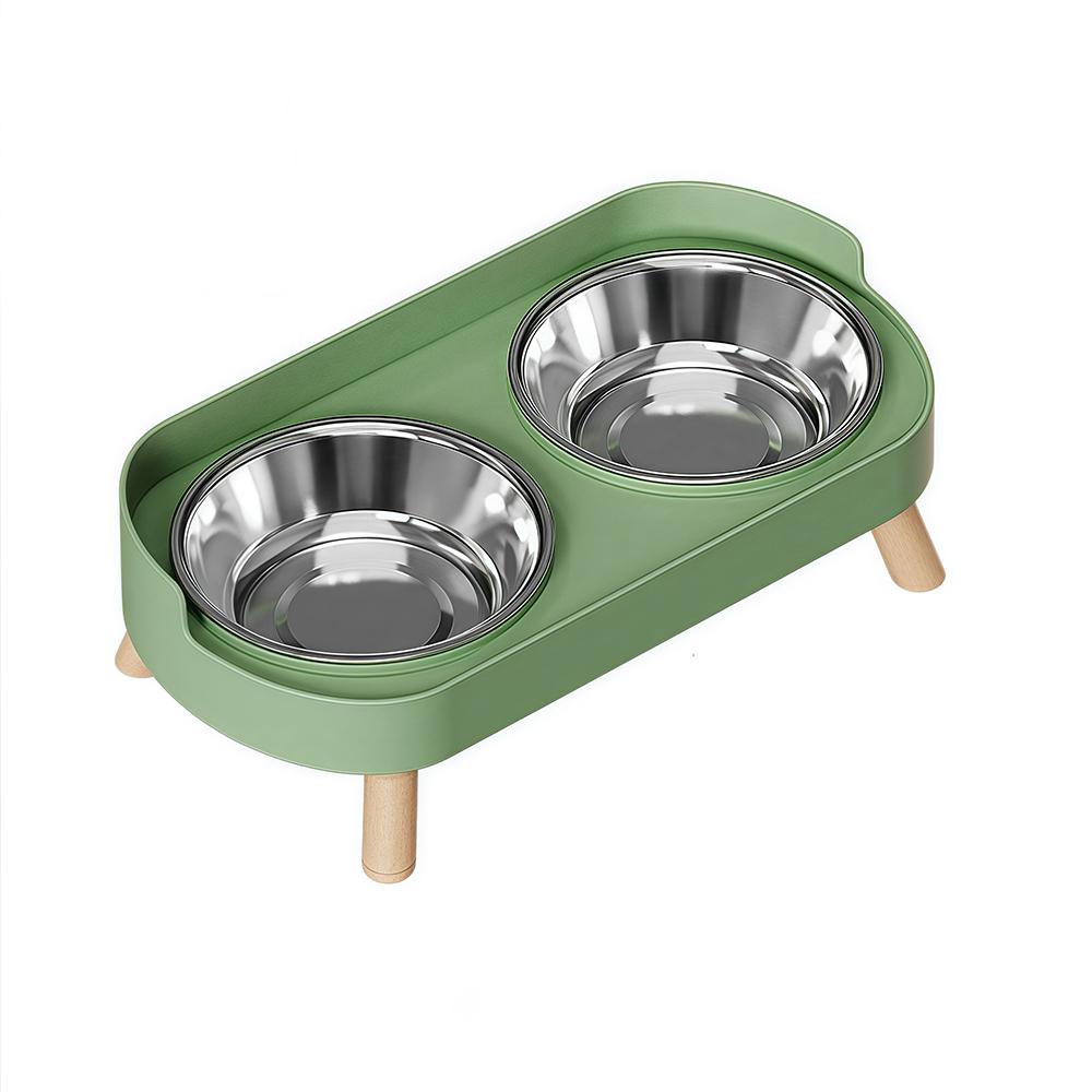 Stainless steel double bowl, dog bowl, and cat bowl, shockproof and splash proof, detachable for cleaning, reducing bacteria.zwq