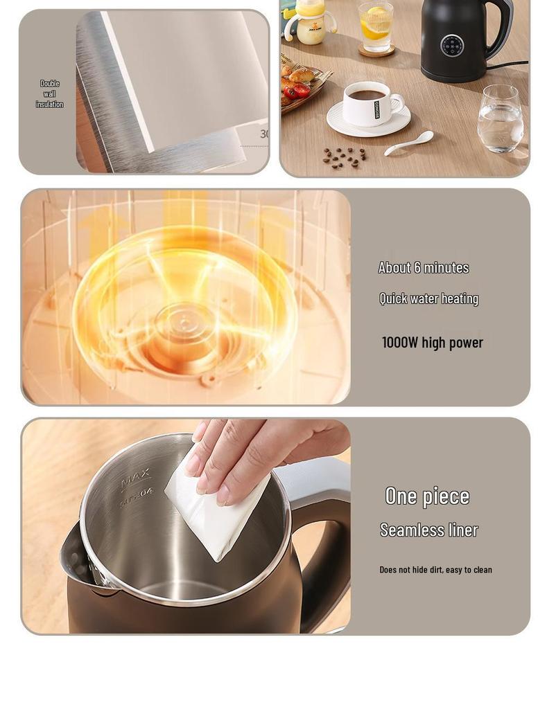 1.2L Stainless Steel Electric Kettle, 110V/220V, Household Use