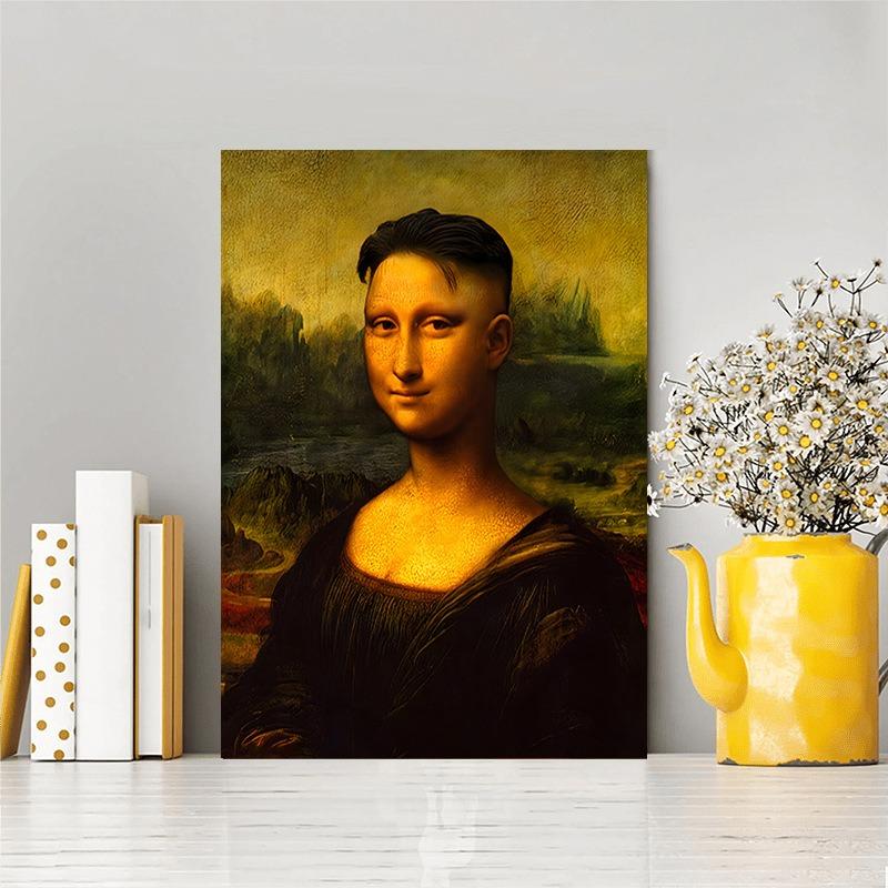 Mona Lisa Koupelnové Nástěnné Umění Dekor Zakrývající Nos, Vintage Tisk Plakátu Toaleta Vtipné Vtipné Canvas Malba Stěna Domácí Dekor Umění