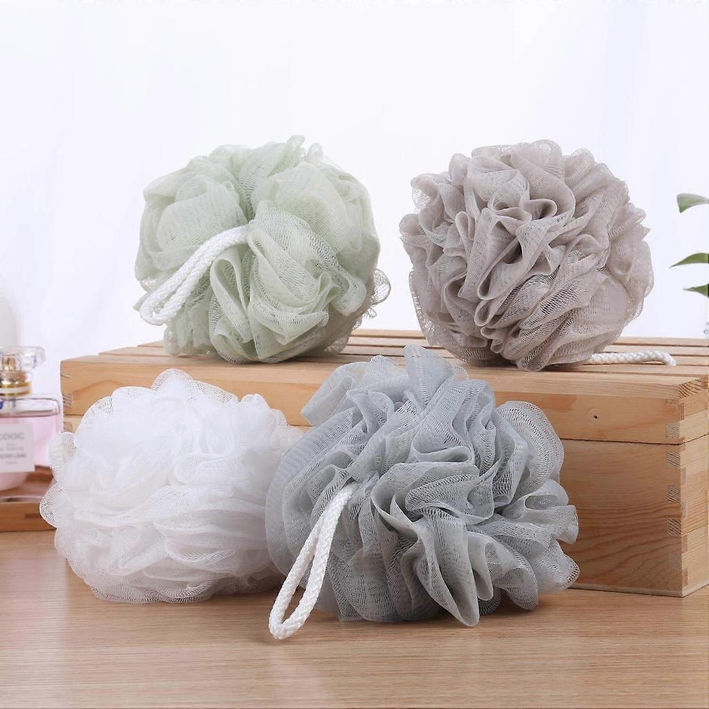 4 Pack Mesh Pouf Bath Sponge - Mesh Loofah Body Exfoliating Shower Ball Shower Sponge