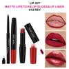 Three-in-One Matte Lipstick Set: Lipstick, Lip Liner, and Moisturizing Lip Gloss