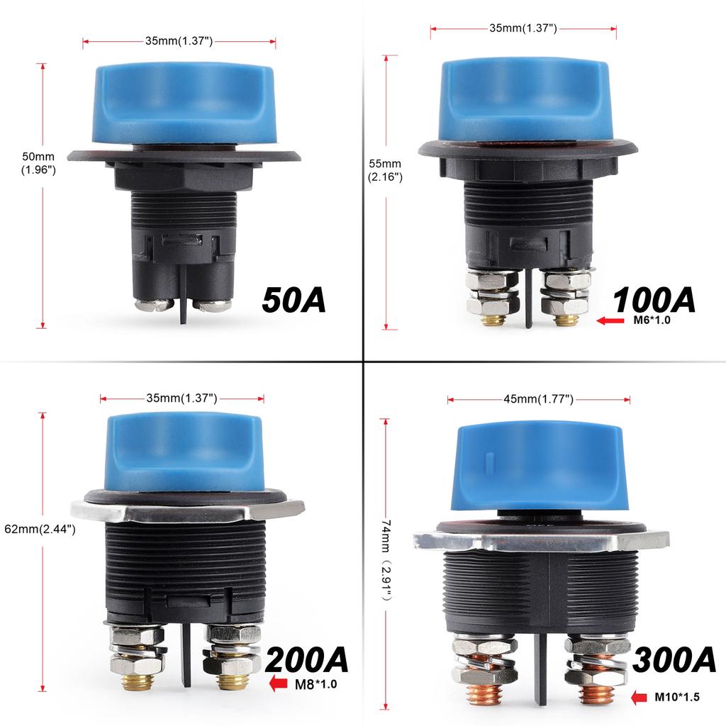 DC Disconnecter Power Isolator Cut Off Switch Kit 12V 50A 100A 200A 300A Car Rally Battery Switch For Truck Car Motorcycle Boat
