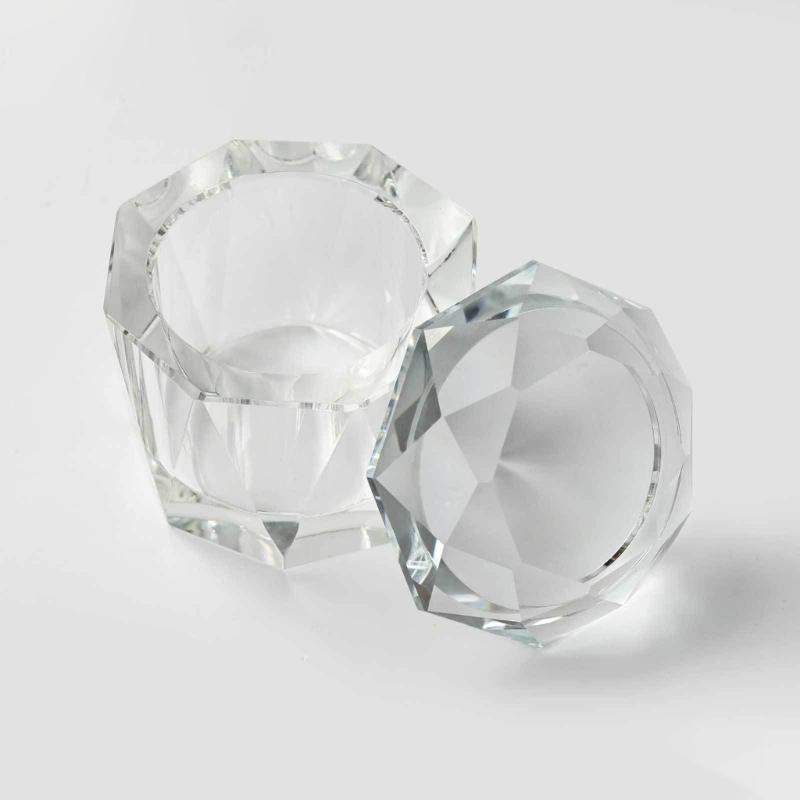 Luxurious Artificial Crystal Nail Brush Cleaner With Scratch Resistant Surfaces Crystal Glass Dish For Salon Use
