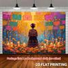 2D Flat Banner, 1 Piece of Halloween Handmade Paper Art and Daisy Festival Background Fabric
