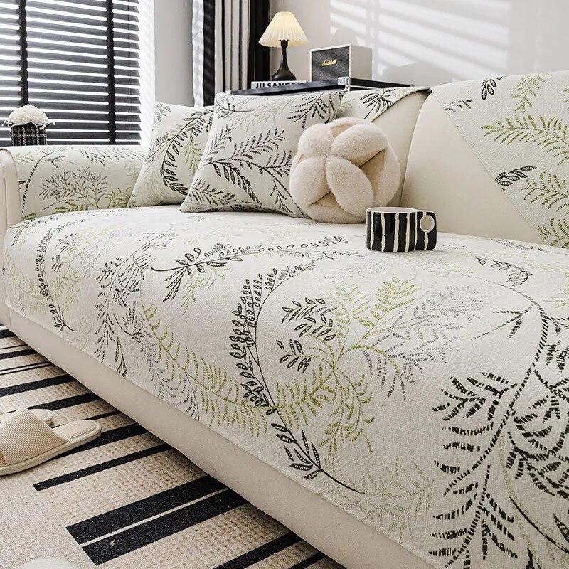 New French Chenille Plant Jacquard  Anti Cat Scratch Furniture Sofa Cover Couch Blanket Universal for All Seasons Home Couch Mat
