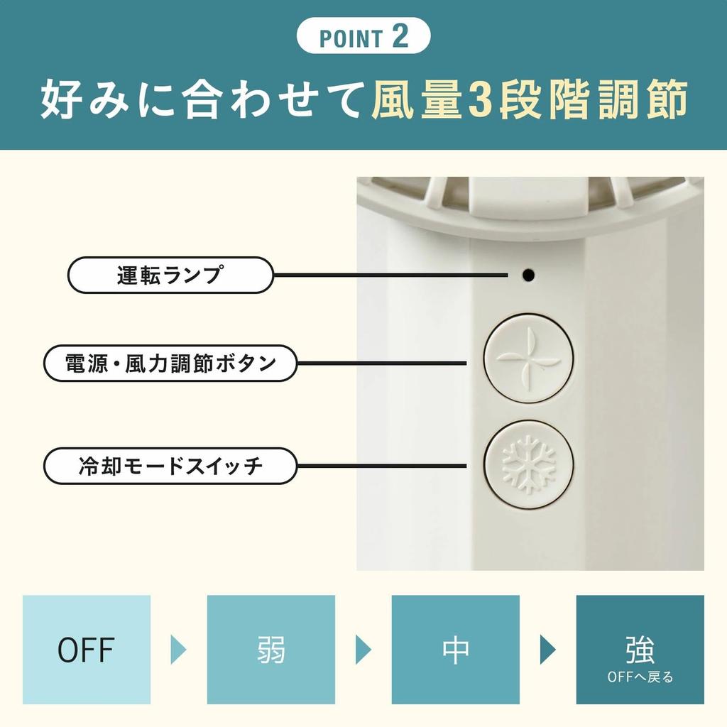 BRUNO Portable Fan, Handy Fan, Small Cooling Plate, 3 Airflow Settings, Type-C Charging, Self-Standing, Carabiner Included, White, BDE070-WH