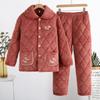 Three-layer Thickened Fleece Padded Pajamas Women's Winter Coral Fleece Extra Thick Hunan Loungewear