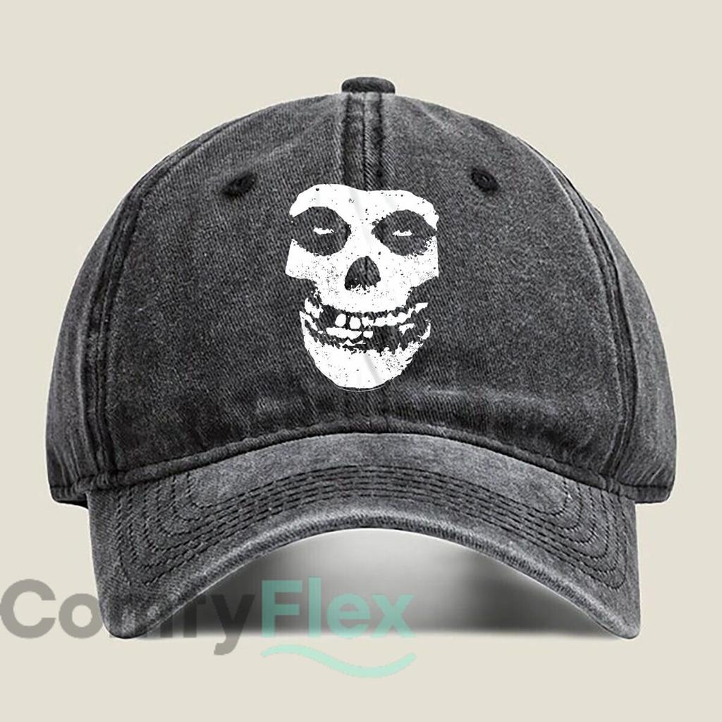 Distressed Skull Graphic Washed Baseball Cap