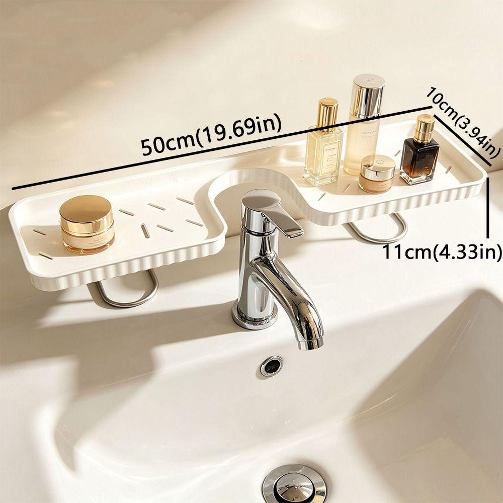 No-Drill Bathroom Storage Rack Large Capacity Rustproof Sink Drying Rack Water Drainage Space Saving Faucet Sink Shelf Washstand