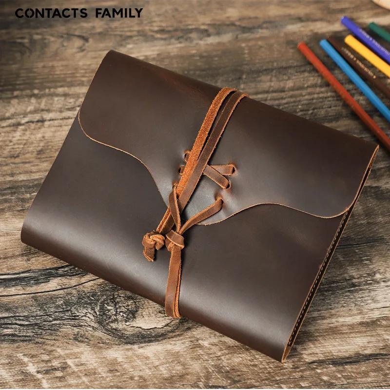 

Envelope Style Tying Rope Creativity A5 Laptop Notebook Cover Genuine Leather Handmade Stationery School Office Supplies