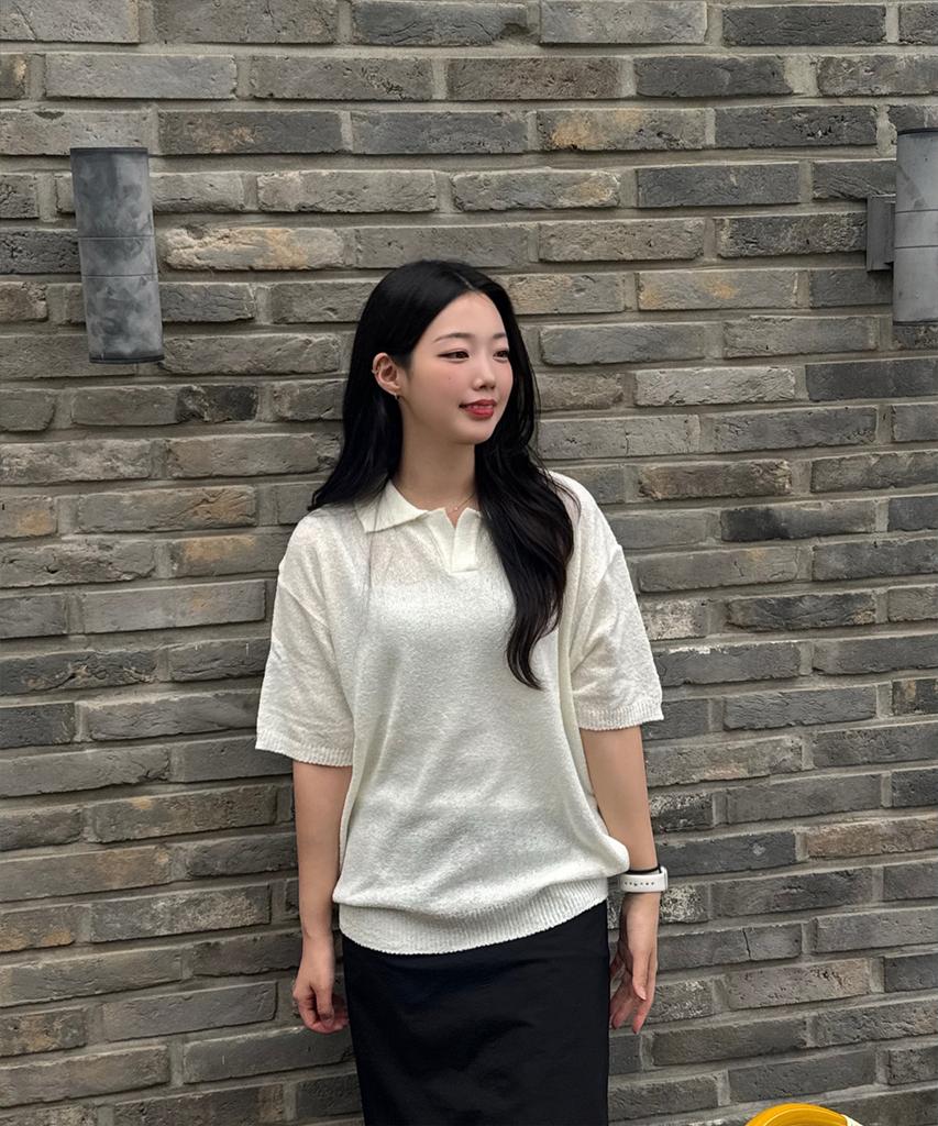 POLYGRAM Boucle Open Collar Half Knit - 8 Colors (Type A)