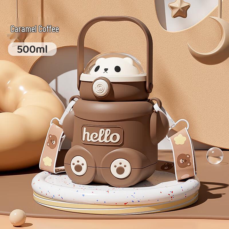 Cartoon Insulated Water Bottle with Straw