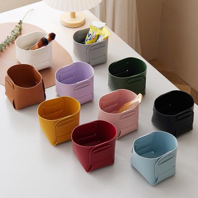 Creative Leather Storage Box Nordic Desktop Decorate Jewelry Keys Display Tray Makeup Organizer Container Books Plants Holder