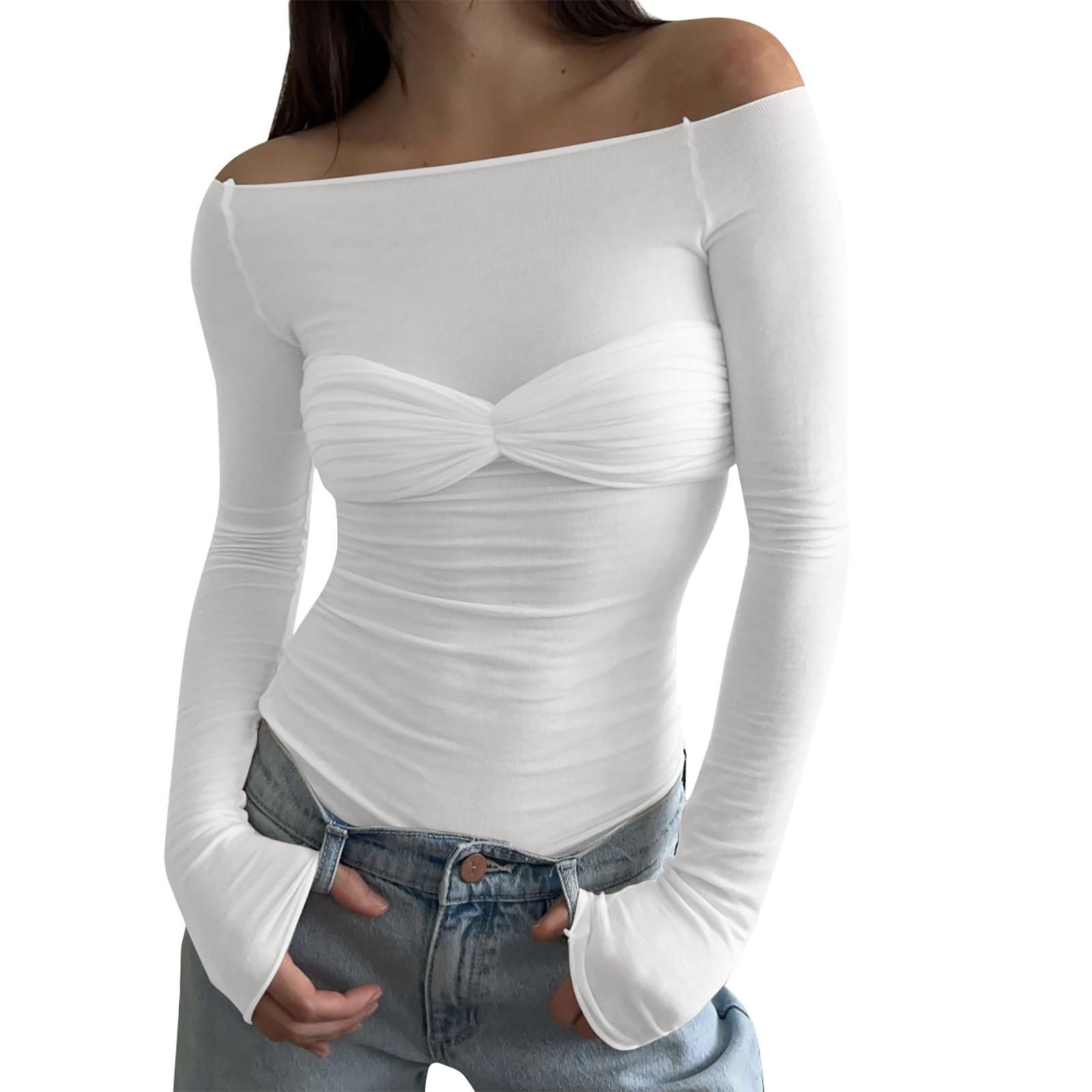 

Женская мода, однотонная, слегка прозрачная футболка с трапециевидным вырезом, топ XL белый