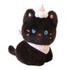 Sitting Pose Black Cat Plush Toy with Cream Cake Meow Meow Plush Toys  Festive Decor