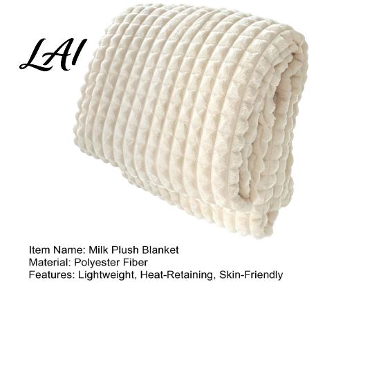 Skin Friendly Bed Throw Waffle Textured Fleece Blanket Solid Color Milk Flannel Grid Cut High Density Brushed Velvet Blanket Plush Soft Warm Cozy for