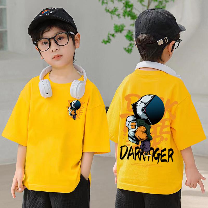 Summer children's clothing astronaut cartoon printed T-shirt street top children's boy and girl clothes short sleeved T-shirt