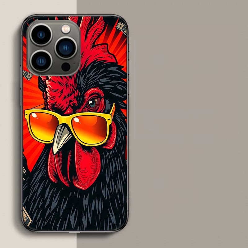Cool Rooster Making Money Phone Case For Iphone 17 Air 15 Pro 14 Plus 16 Pro Max 17E 16E 12 13 Mini 11 Cover Cute Fundas