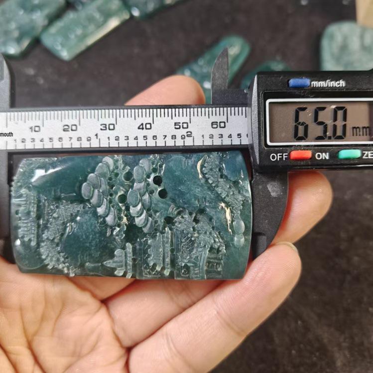 Landscape Jadeite Pendant: Natural Carved Jade for Men and Women