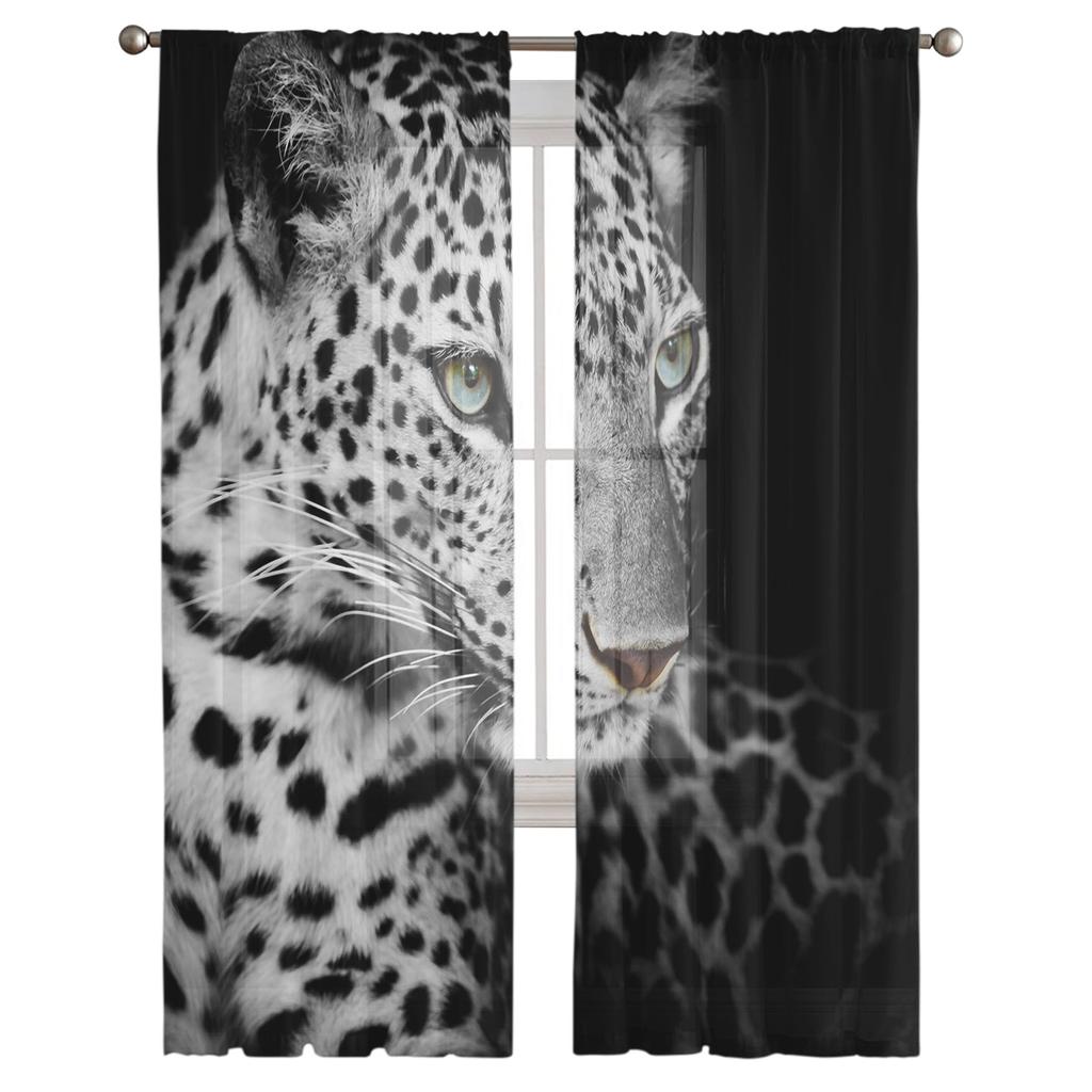 Leopard Afrika Beast Fierce Gaze Vorhänge für Kinderzimmer Küche Paravent für Wohnzimmer Urlaubsdeko Voile Vorhang