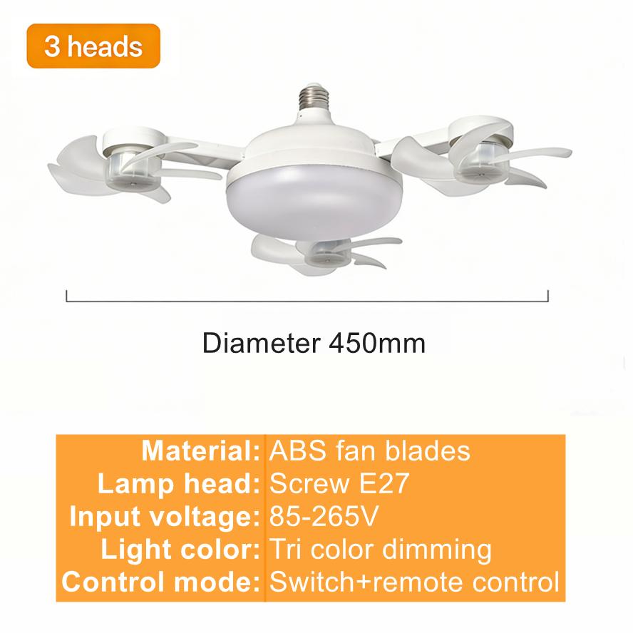 Rotatable 3in1 Ceiling Fan with Remote Control Lighting Lamp E27 E14 B22 GU10 Converter Base Lighting Base Bedroom Living Room