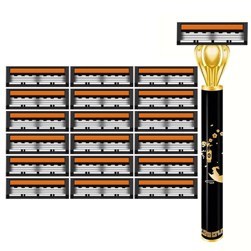 Holicí strojek zbrusu nový design Muži Holení břitvou Třívrstvý holicí strojek Opakovaně použitelný holicí strojek Importovaná čepel Výměna více nástrojových hlav