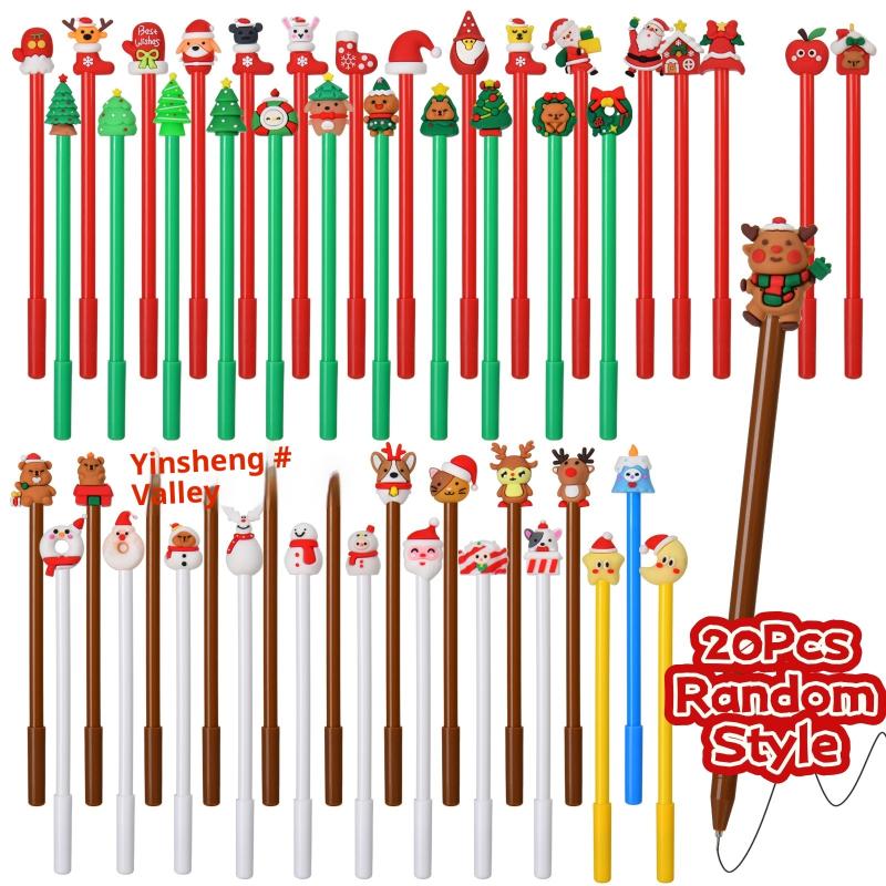 5-30Pcs Mixed Christmas Gel Pen Cartoon Santa Claus Snowman Black Ink Writing Pen Student Stationery Supplies Kids New Year Gift