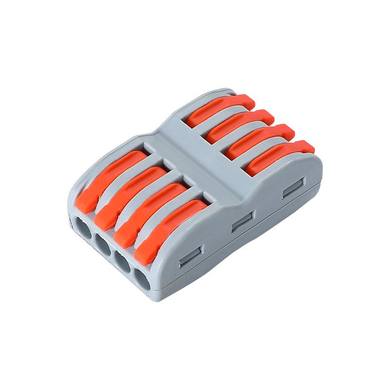 Color-Coded SPL-4 Quick Wiring Terminal: 4-In/4-Out Butt Splice Connector