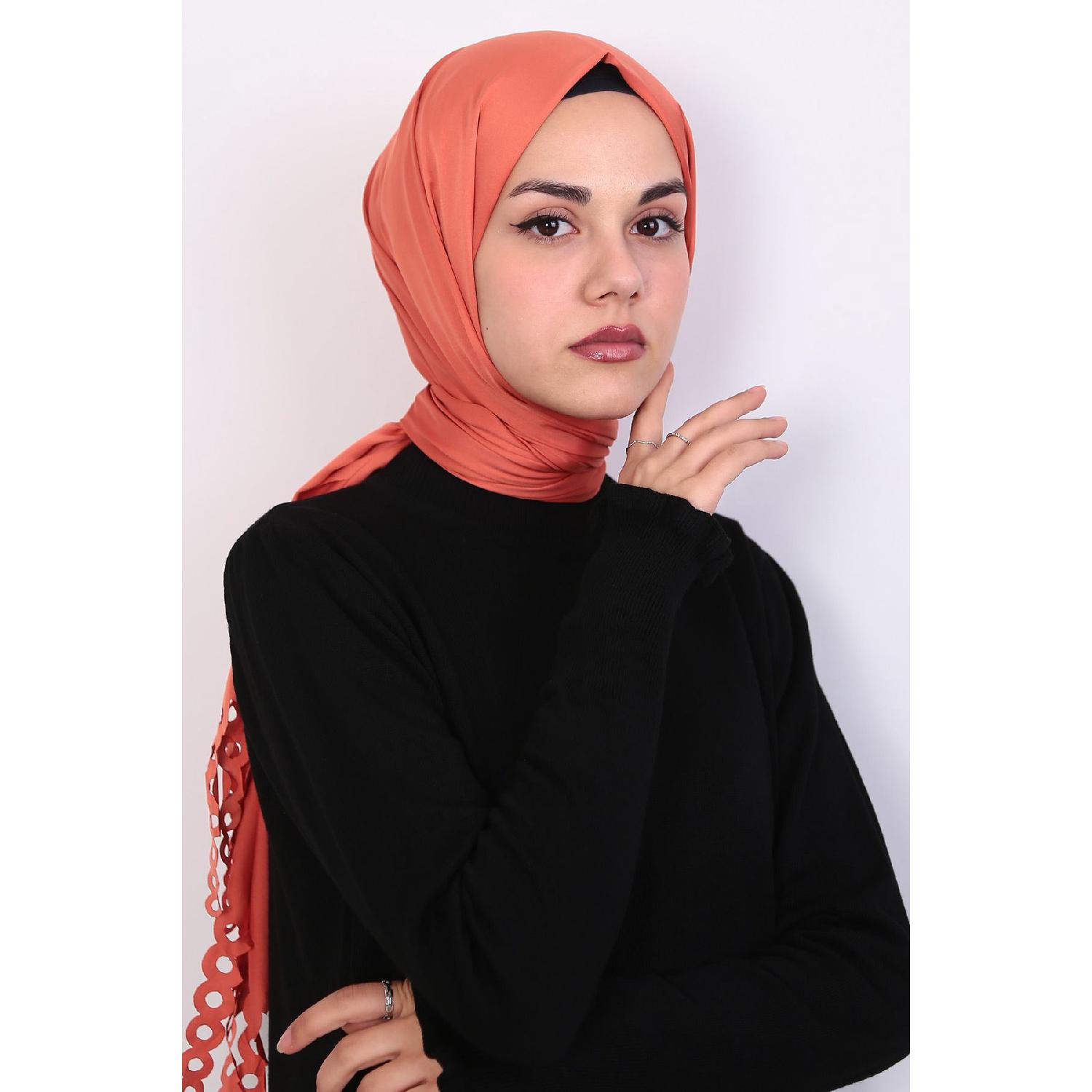 

Laser Cut Rayon Shawl - Salmon 70 x 170 чистый
