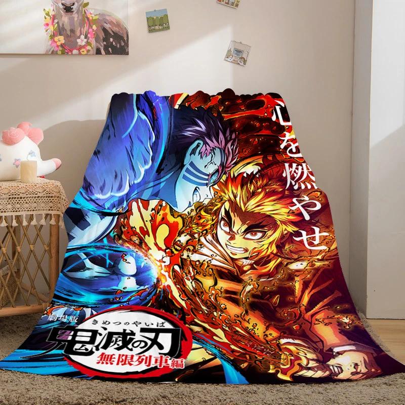 Anime Fleece Blanket Sofa Winter Warm A-Demon Slayer Bed Camping Custom Nap Fluffy Soft Blankets King Size Microfiber Bedding