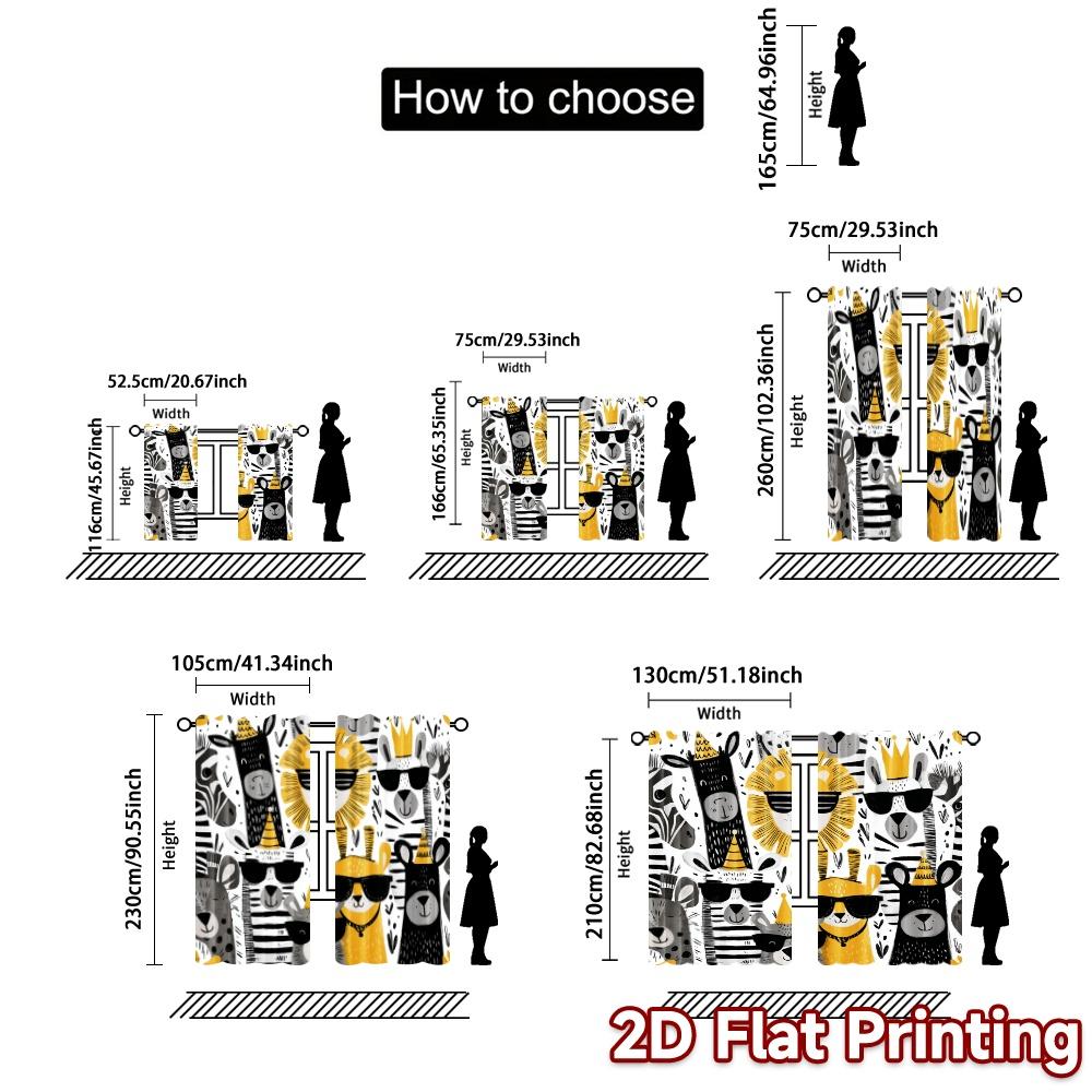 Contemporary Flat Printing Curtains Without Rod Safari Party Popular Fabric Outdoor Decorations Use Set Of 2 Made Polyester