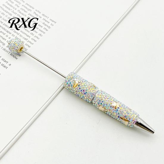 Beadable Pens for DIY Crafts Glitter Ballpoint Pen, Sparkly Rhinestone Star Moon Beaded Plastic Shiny Handmade Gel Ink Pen School Projects,