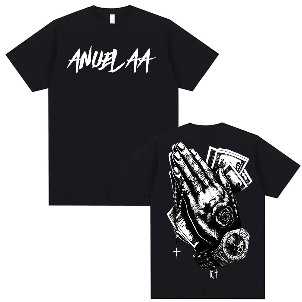 

Anuel AA Real Hasta La Muerte Merch Tshirt Men s High Street Fashion Vintage T-shirts Unisex Summer Short Sleeve Loose T Shir... S разноцветный