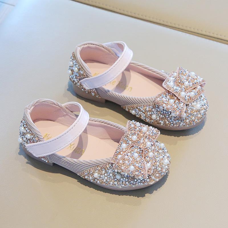 Mädchen Prinzessinnen-Schuhe mit Strass und Schleife für Frühling/Herbst 2026 - Perfekt für Tanz und Auftritte