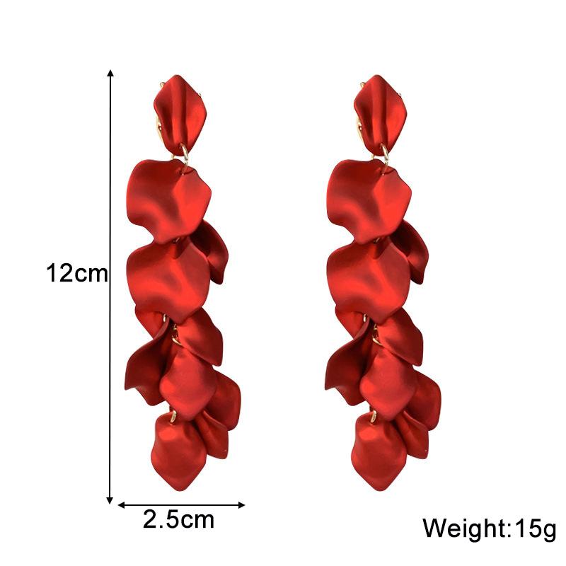New Long Exaggerated Hanging Earrings for Women Red Blue Color Petals Pendants Female Dangle Earrings Pendientes Mujer
